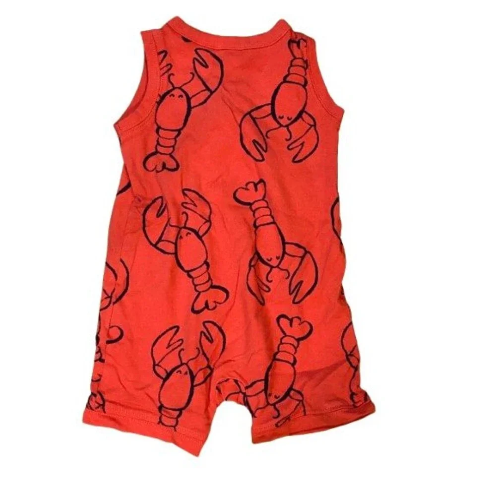 Baby 9 Month Romper Carter's Sleeveless Red Cotton Lobster Bodysuit